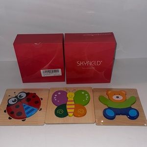 Animal puzzles lot of three in box toddler learning